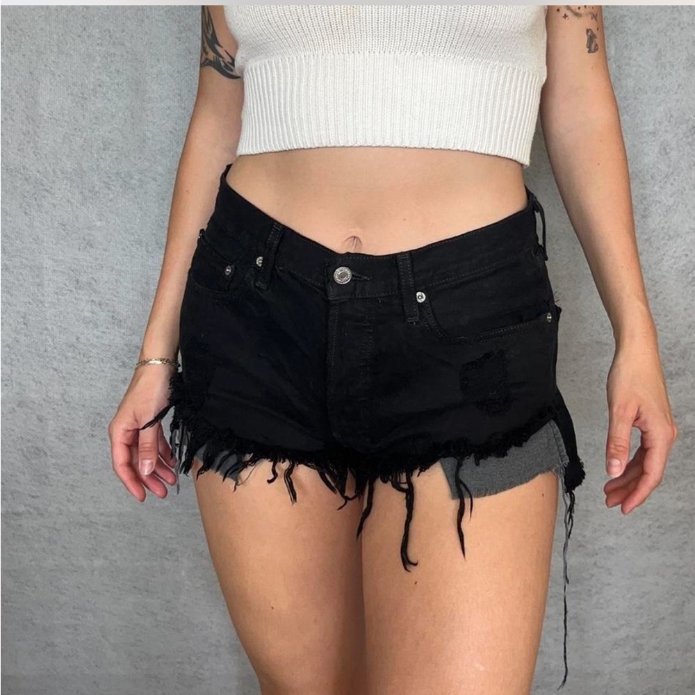 Levi's Black Distressed Jean Shorts